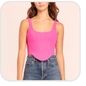 NWT Amanda Uprichard Fisher Sleeveless Corset Crop Top Hot Pink XS